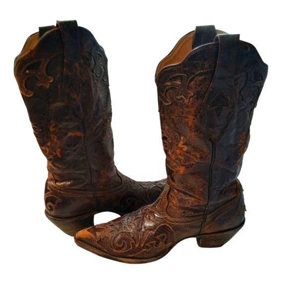 Vintage Corral Womens Lizard Leather Boots 9.5 Cowgirl - Picture 14 of 16